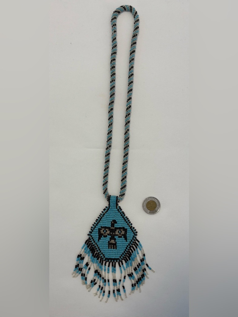 Vintage Beaded Lanyard with Thunderbird Medallion. Circa 1960s